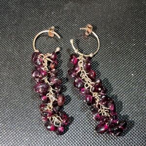 Elegant Art Deco Style Sterling Rose Gold Vermeil Garnet Cluster Earrings  (2)